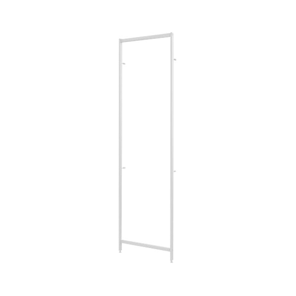 A white rectangular Udizine Vertik wall-mount clothing display stand with legs.