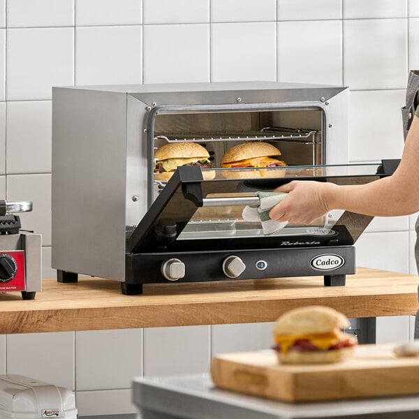 Cadco Roberta OV-003 3-Shelf Quarter Size Medium-Duty Manual Countertop Convection Oven - 120V