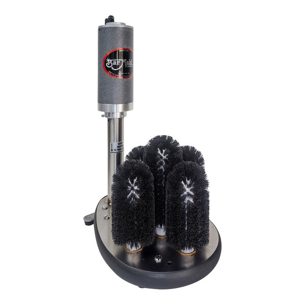 A black and silver Bar Maid upright glass washer brush with four circular brushes.