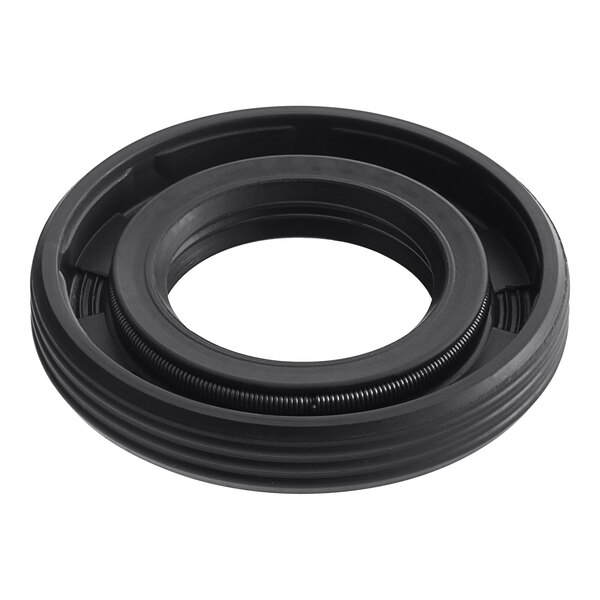 A black round rubber sealing washer with a ring.