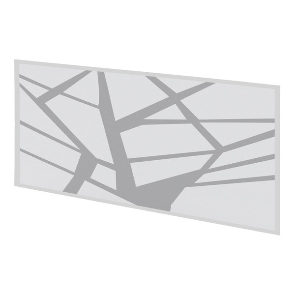 A white rectangular object with a grey abstract pattern on it.