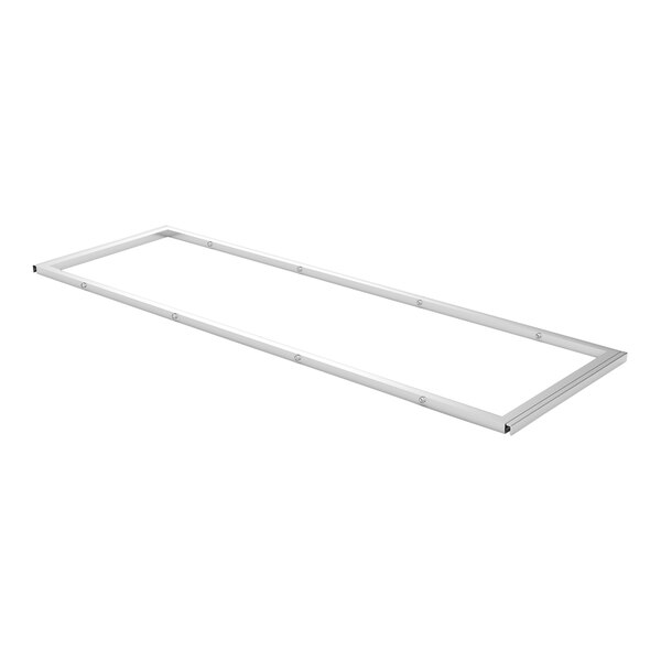 A rectangular stainless steel shelf connector with a pair of metal bars.