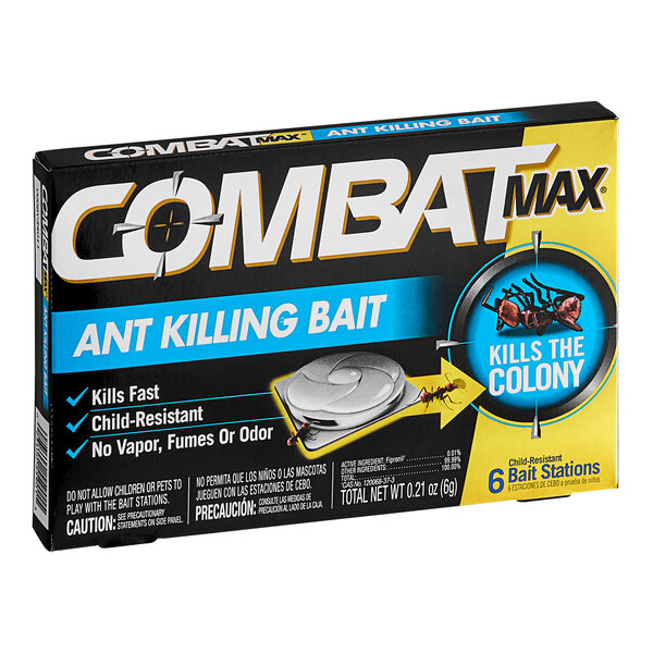 A box of Combat Max Ant Bait on a counter.