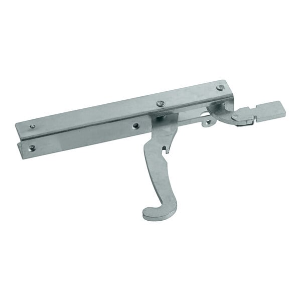 The left door hinge for Cooking Performance Group ranges with a metal rod and hook.