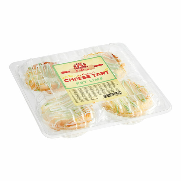 A plastic container of September Farm Key Lime Cheese Tarts.