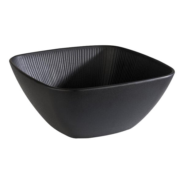 A black square APS Nero melamine bowl.