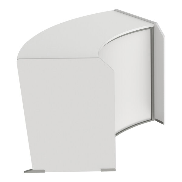 A white curved Correll ADA reception desk.