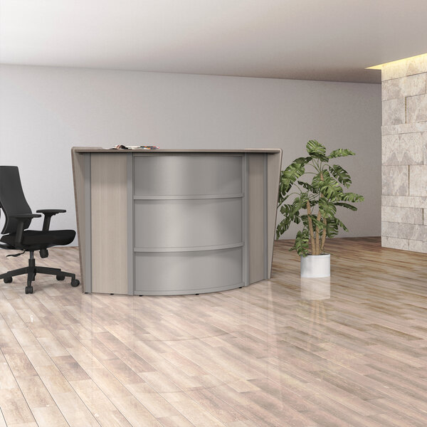 Linea italia 48 x 48 x 46 ash laminate curved corner reception desk