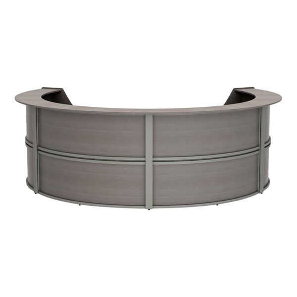 A Correll curved U-shape reception counter with a curved top.