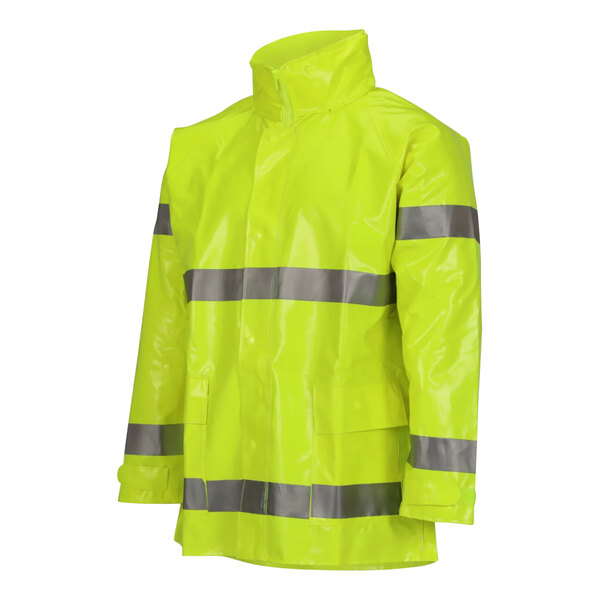 A yellow Tingley rain jacket with reflective stripes.