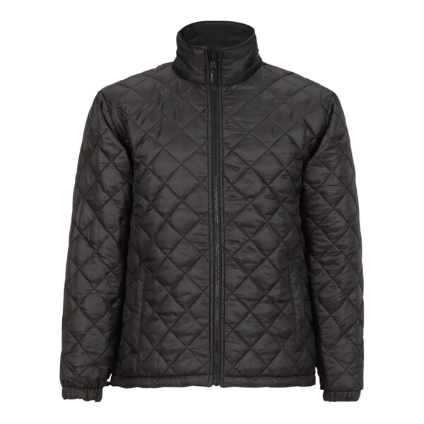 A black Tingley Workreation quilted insulated jacket with a zipper.