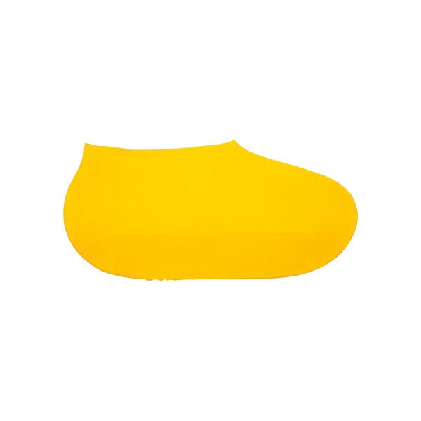 A yellow latex Tingley shoe cover over a white shoe.