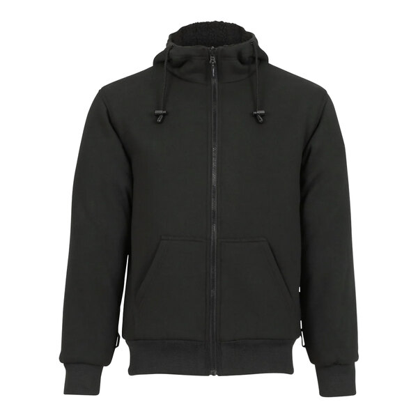 A black Tingley Workreation zip-up sweatshirt with a hood.