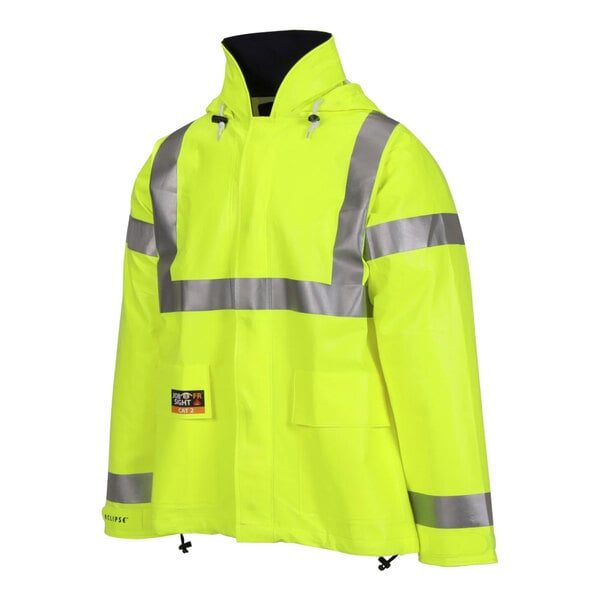 A Tingley yellow jacket with reflective stripes.