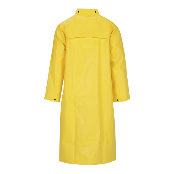 A yellow Tingley DuraScrim raincoat with a hood.