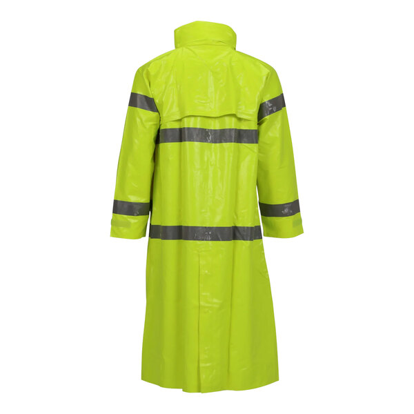 A Tingley Comfort-Brite yellow rain coat with reflective stripes.