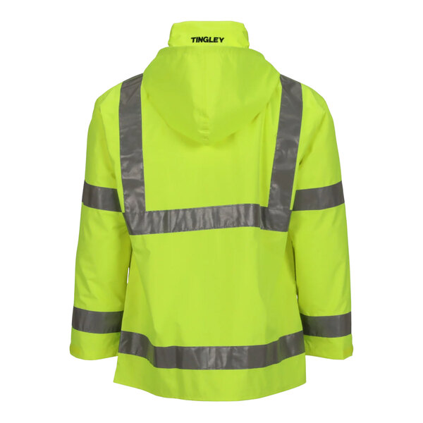 A yellow Tingley Vision hi-vis jacket with grey reflective stripes.
