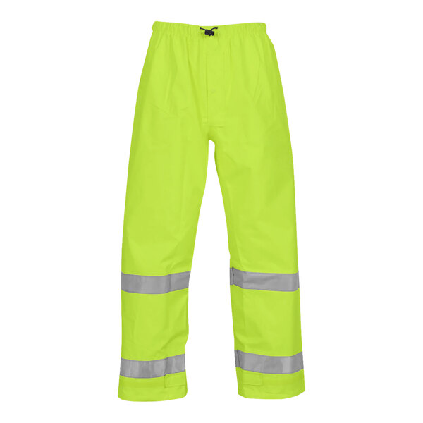 Tingley Vision Class E Hi-Vis Lime pants with reflective stripes.