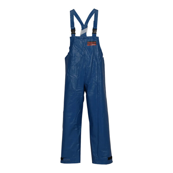 Tingley blue overalls with suspenders and straps.