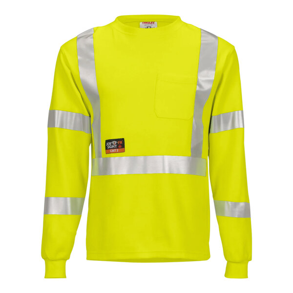 A yellow long sleeved Tingley safety shirt with reflective stripes.