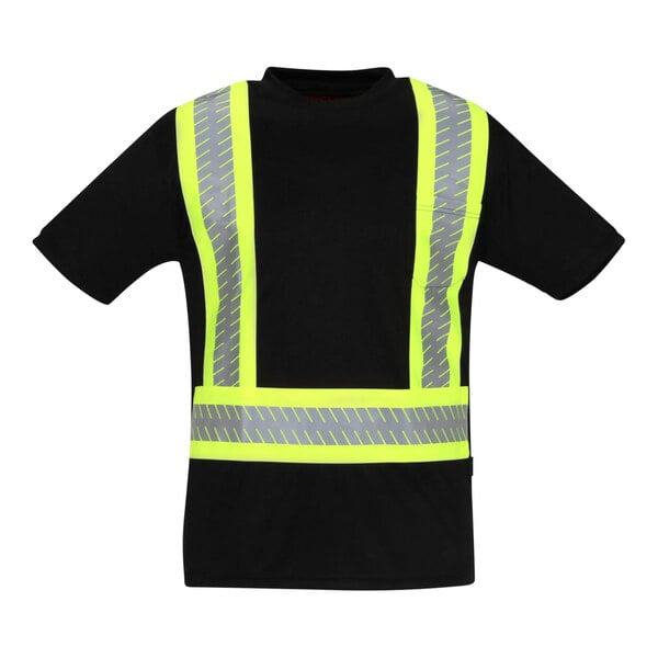 A black Tingley safety shirt with yellow reflective strips.