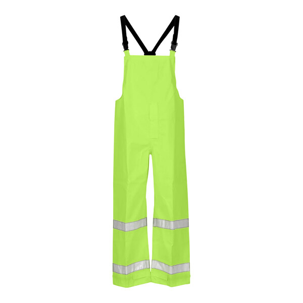 Tingley Vision Class E Hi-Vis Lime Overalls with reflective stripes on the legs.