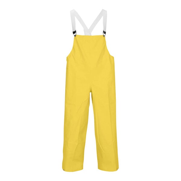 Yellow Tingley Magnaprene overalls with suspenders.