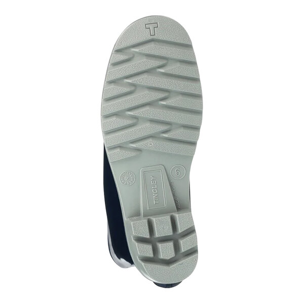 The sole of a Tingley blue waterproof knee boot.
