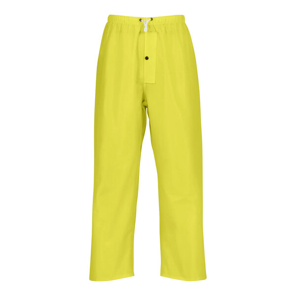 A pair of yellow Tingley Eagle rain pants with a zipper.