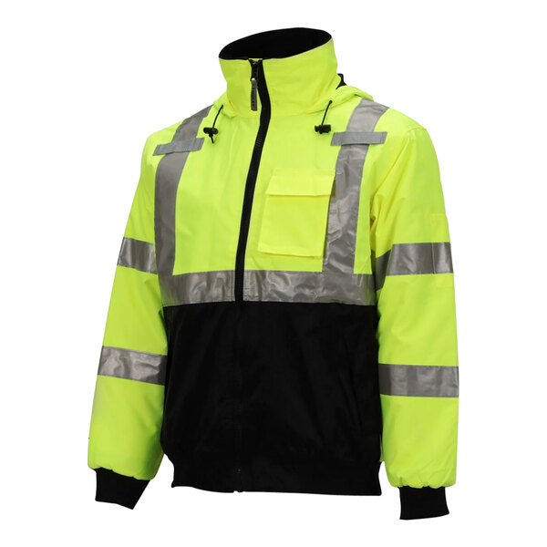 A yellow and black Tingley Bomber Type R Class 3 Hi-Vis jacket with reflective stripes.