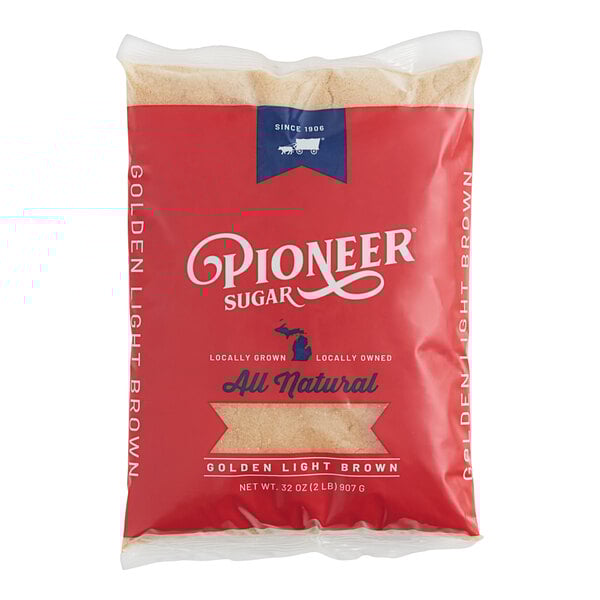 A red bag of 2 lb. Light Brown Sugar.