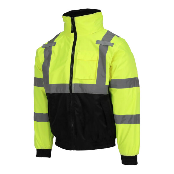 A Tingley yellow and black hi-vis safety jacket with black panels and reflective stripes.