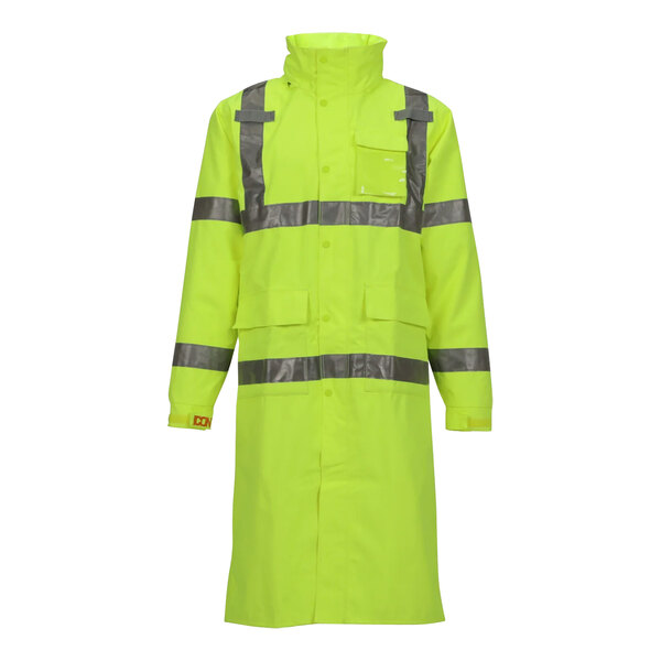 A yellow Tingley Icon industrial work coat with reflective stripes.