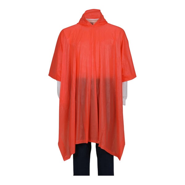 An orange Tingley rain poncho with a hood.