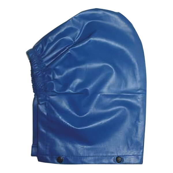 A blue Tingley Eclipse detachable hood with a zipper.