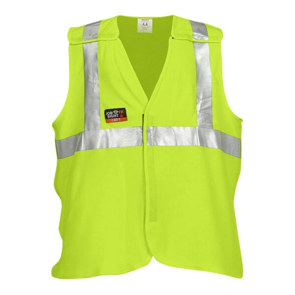 A Tingley lime yellow safety vest with reflective stripes.
