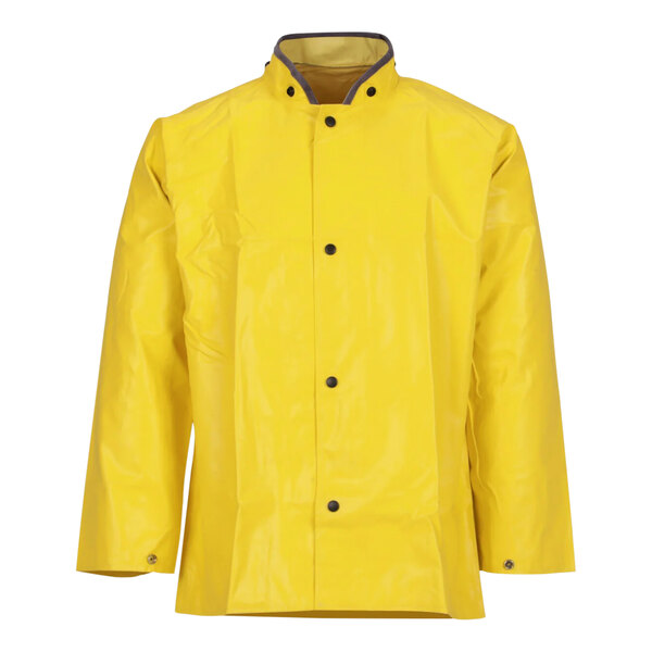 A yellow Tingley Magnaprene jacket with black buttons.