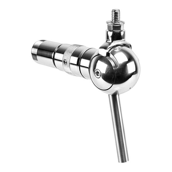 A Micro Matic stainless steel beer faucet with a rotary valve and flow control handle.