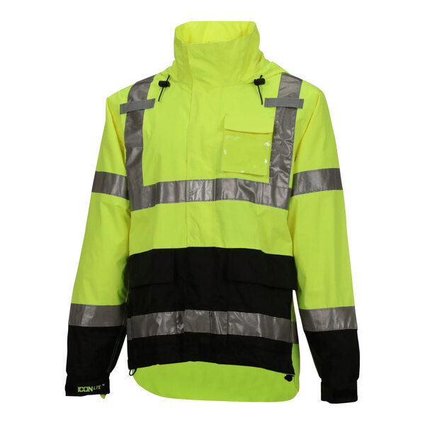 A yellow and black Tingley Icon LTE work jacket with reflective stripes.