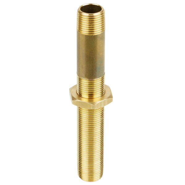 A T&S brass nipple lock nut on a metal tube.