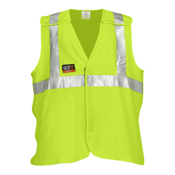 A Tingley hi-vis lime safety vest with reflective stripes and tape.