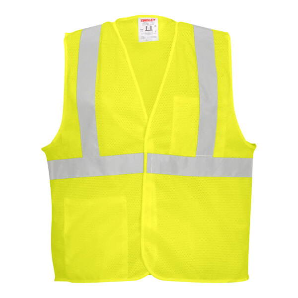 A Tingley Job Sight hi-vis safety vest in yellow with reflective stripes.
