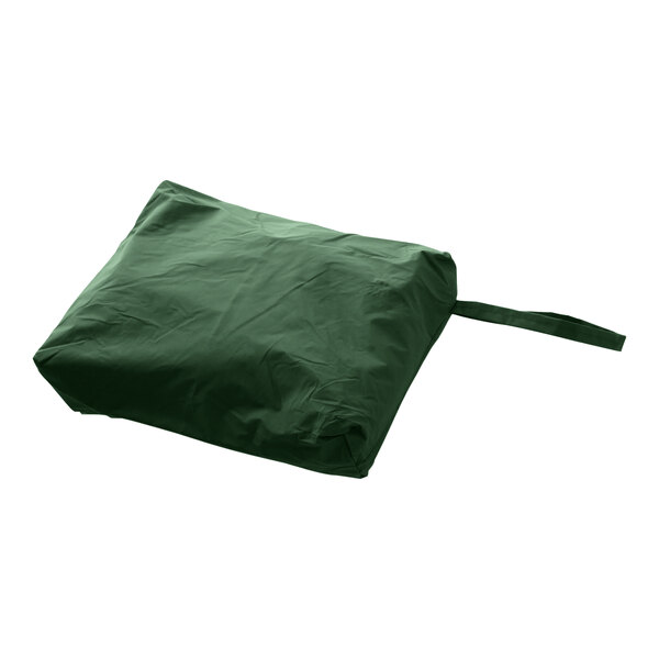 A green Tingley rainsuit bag with a strap.