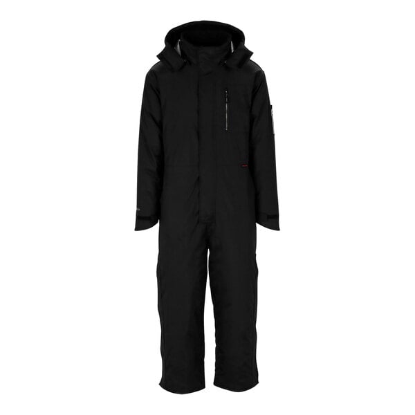 Tingley black insulated coveralls with detachable hood.