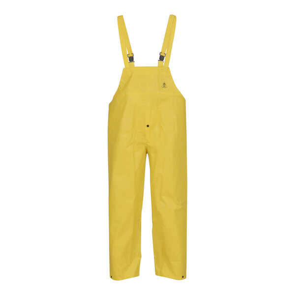 Yellow Tingley overalls with suspenders.