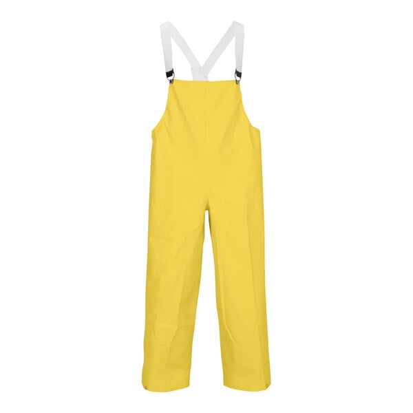 Tingley yellow nylon overalls with straps.