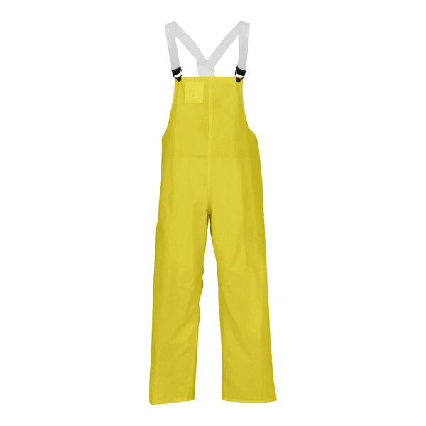 Yellow Tingley Eagle overalls with suspenders.