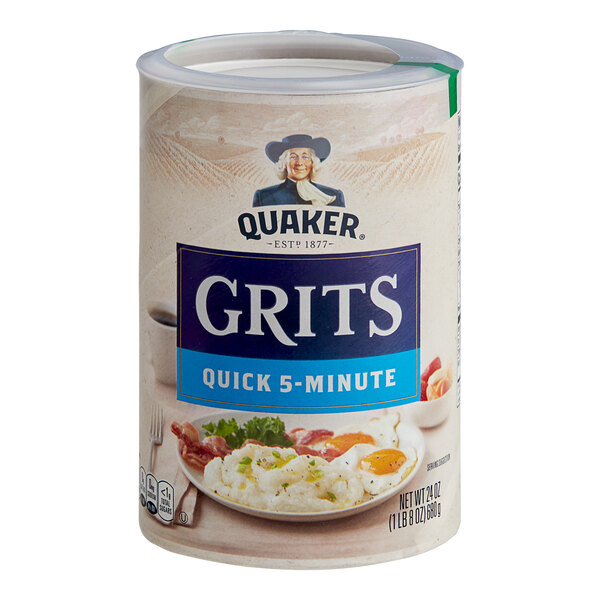 A case of 12 Quaker Oats Quick 5-Minute Grits.