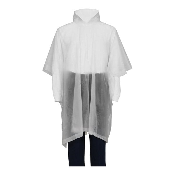 A Tingley clear rain poncho with a hood.