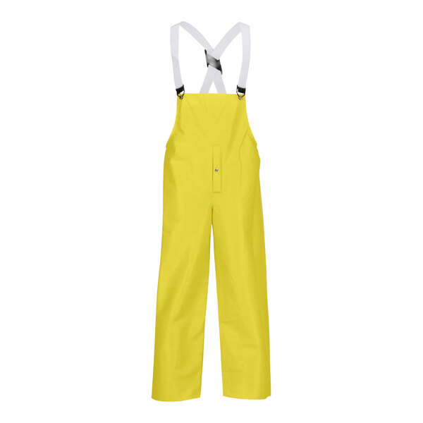 Yellow Tingley Webdri overalls with snap fly and suspenders.